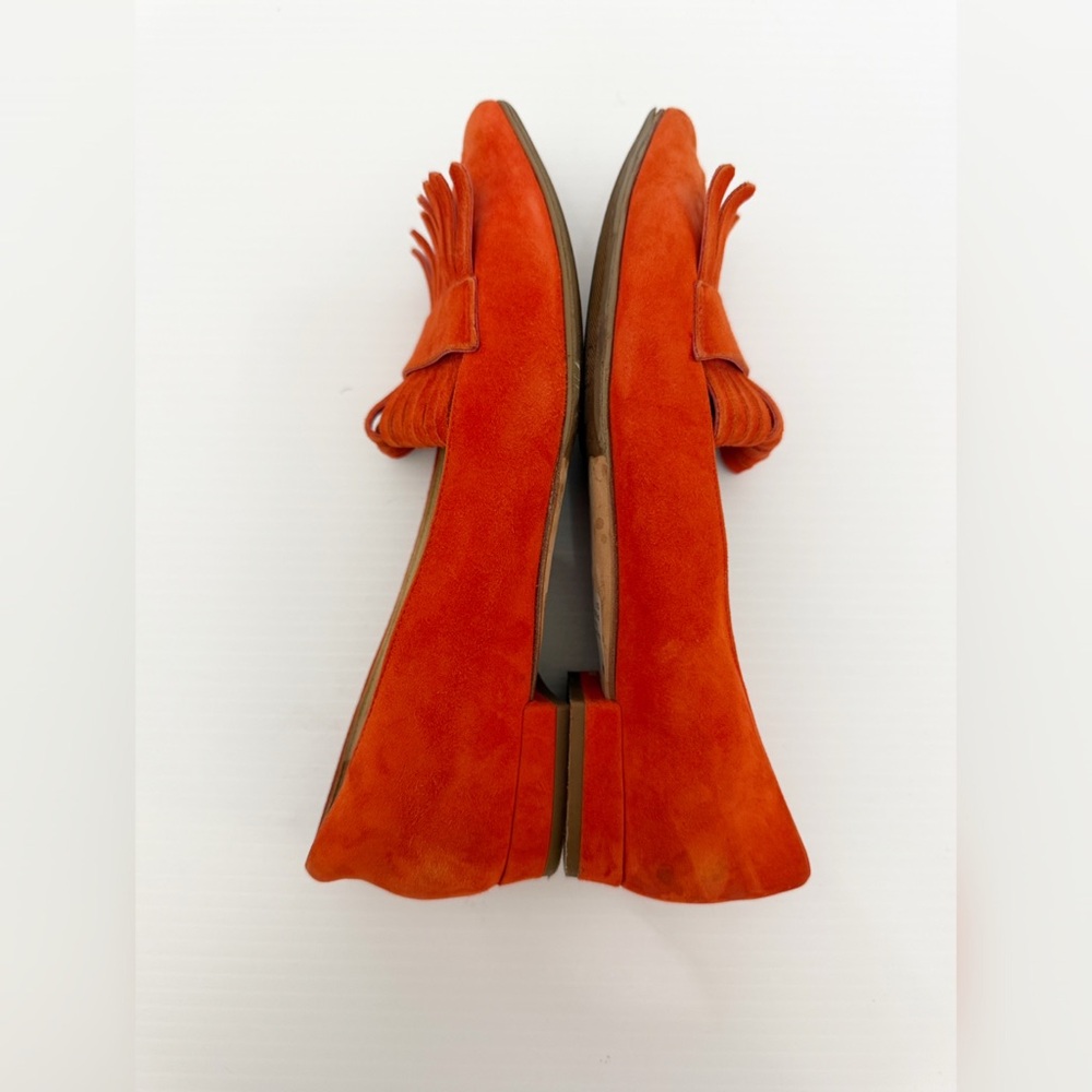 M. Gemi Burnt Orange Suede Leather Fringe Loafers - 36.5 - Picture 7 of 15